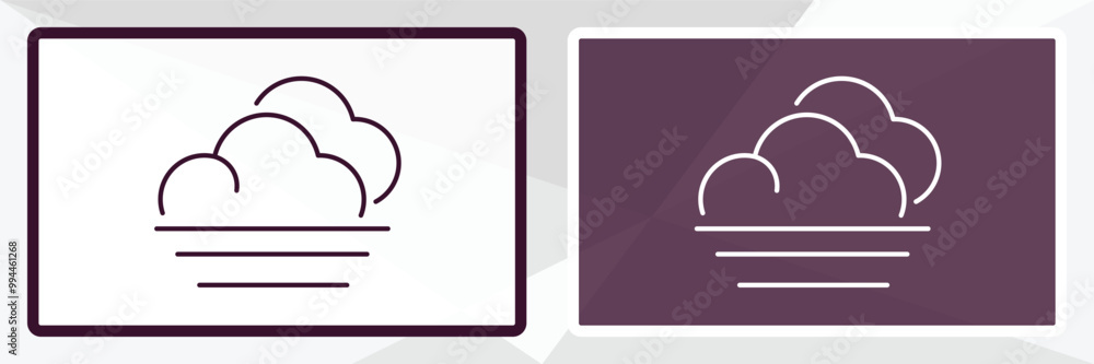 foggy outline icon. Linear vector from weather concept. Thin line white and black foggy icon isolated on white and dark background foggy outline icon. Linear vector from weather concept. Thin line white and black foggy icon isolated on white and dark background