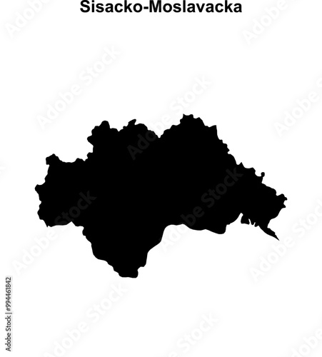 Sisacko-Moslavacka county blank outline map photo