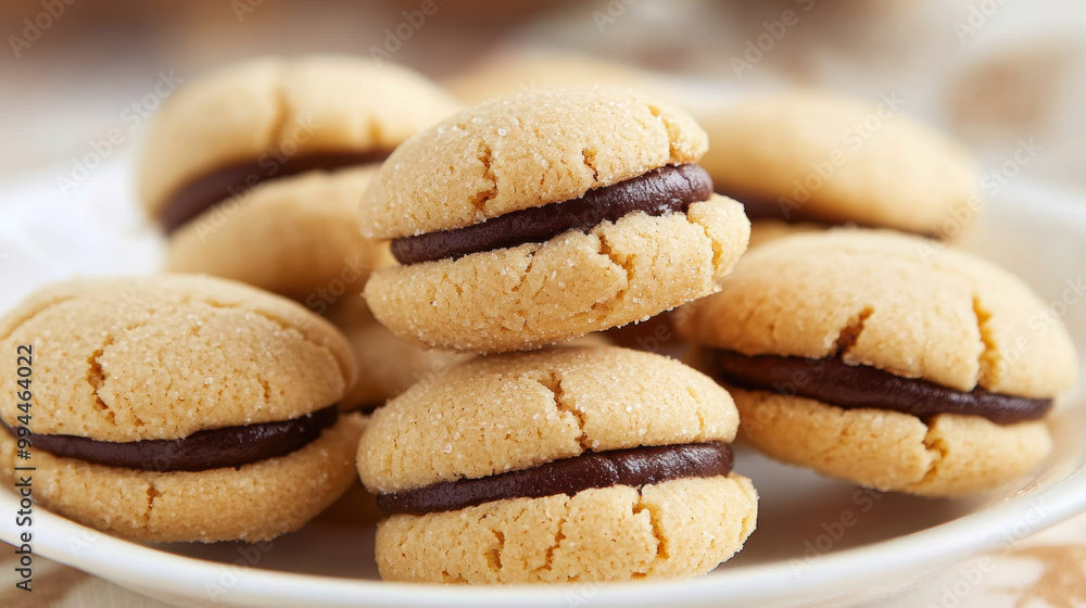 Baci di Dama cookies. Italian Piedmont sandwich biscuit consisting of two hazelnut biscuits joined together by a chocolate filling. Baci di Dama cookies. Italian Piedmont sandwich biscuit consisting of two hazelnut biscuits joined together by a chocolate filling.