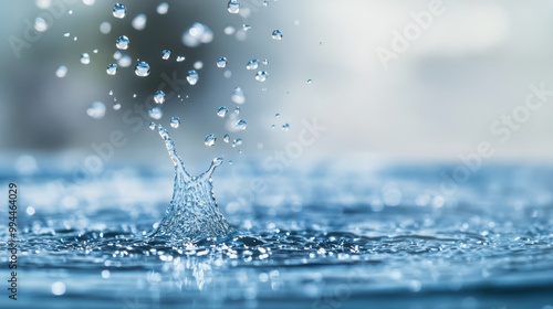 A splash of water creates ripples in a serene blue setting during a sunny aft...