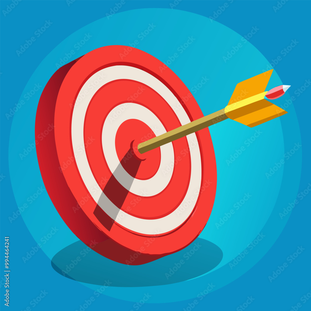 A simple yet effective illustration of an arrow hitting the bullseye of a target, symbolizing success, accuracy, and achieving goals. Perfect for presentations, motivational posters. A simple yet effective illustration of an arrow hitting the bullseye of a target, symbolizing success, accuracy, and achieving goals. Perfect for presentations, motivational posters.