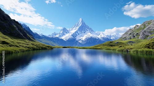 Majestic Mountain Reflected in Calm Blue Lake