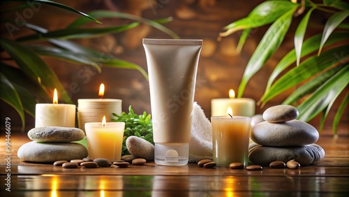 Face Wash Tube in Spa Setting with Candles 4K HD Photo