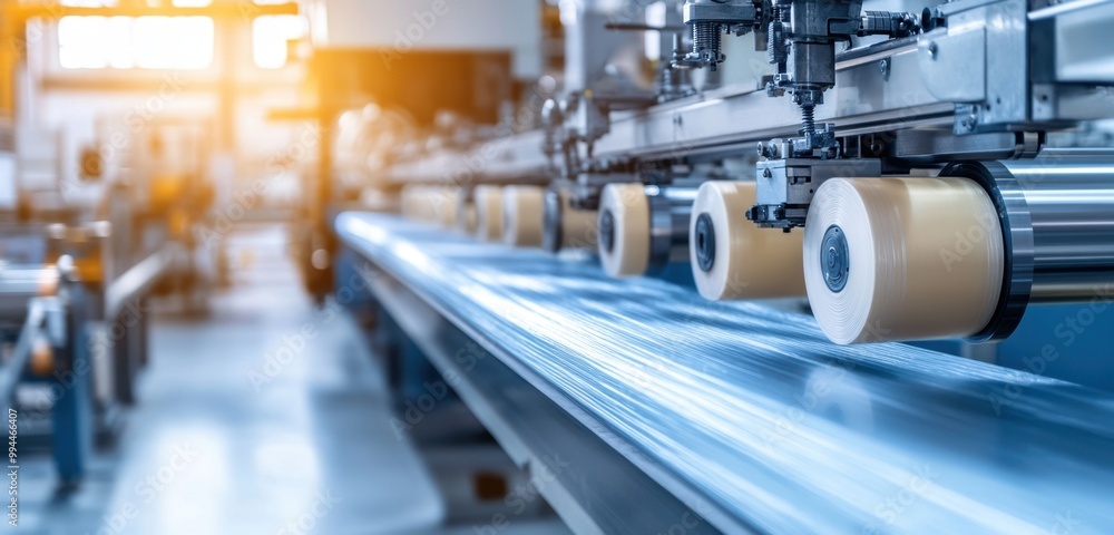 Production line, machine tools and equipment, production conveyor, factory and assembly line. Labor Day. Polymer production. For banner, poster, background Production line, machine tools and equipment, production conveyor, factory and assembly line. Labor Day. Polymer production. For banner, poster, background