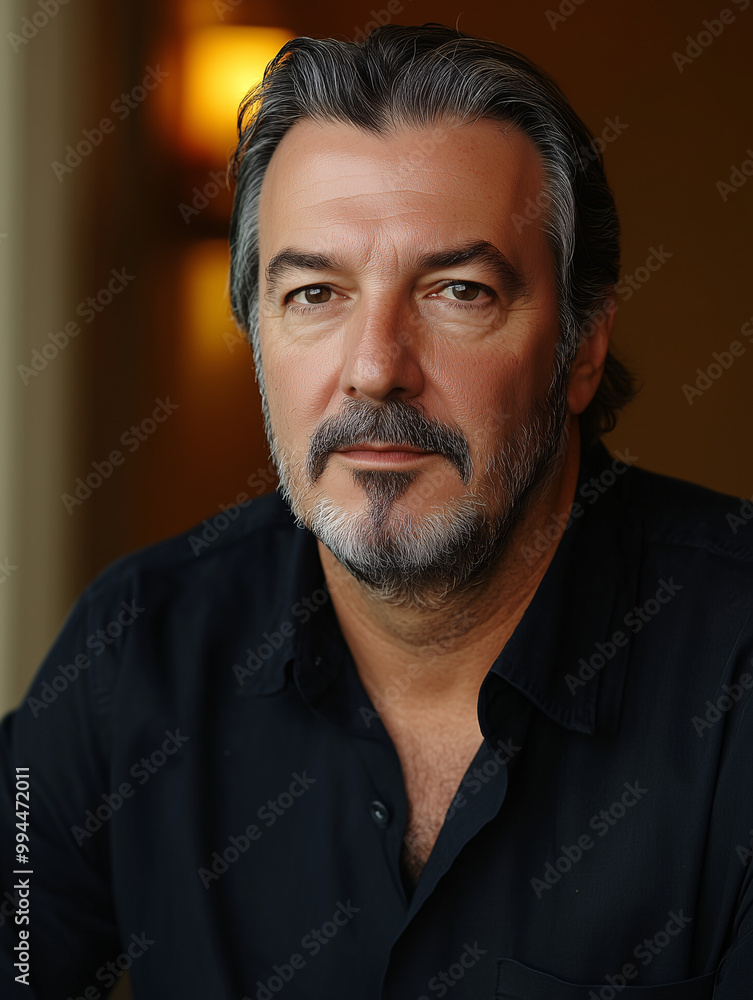 Obraz premium Portrait of a mature man with a beard in a dark shirt