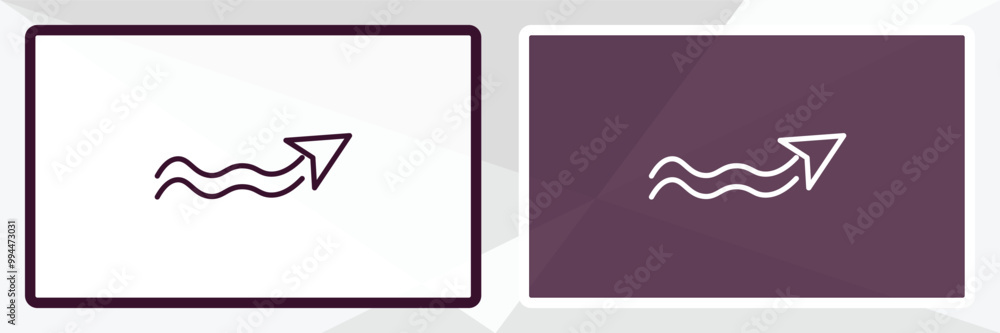 undulating arrow outline icon. Linear vector from user interface concept. Thin line white and black undulating arrow icon isolated on white and dark background undulating arrow outline icon. Linear vector from user interface concept. Thin line white and black undulating arrow icon isolated on white and dark background