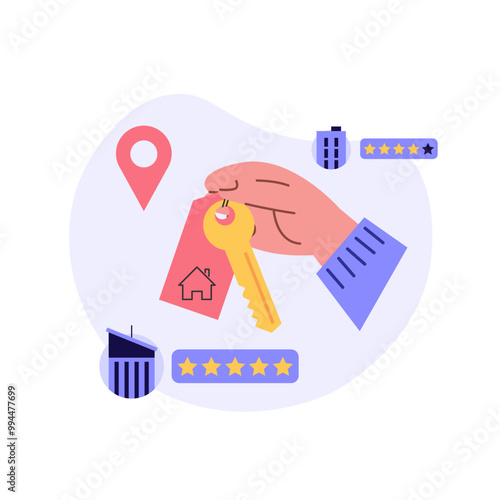 House for Rent. Renting Apartment with Online Service. Apartment for Rent Online. Concept of Rent Real Estate, Home for Rent. Vector illustration for Web Design, Landing Page