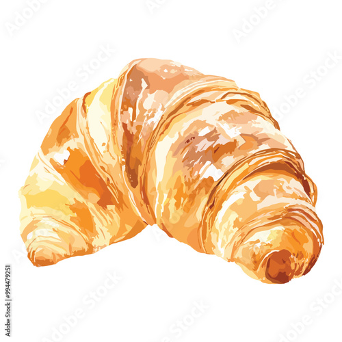 croissant watercolor illustration vector isolated on white background