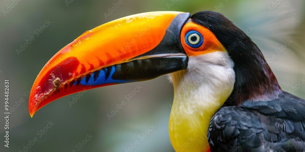 Toucan with Bright Beak Closeup Toucan with Bright Beak Closeup