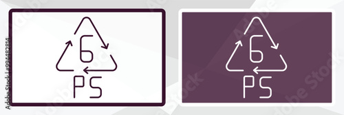 6 ps outline icon. Linear vector from user interface concept. Thin line white and black 6 ps icon isolated on white and dark background