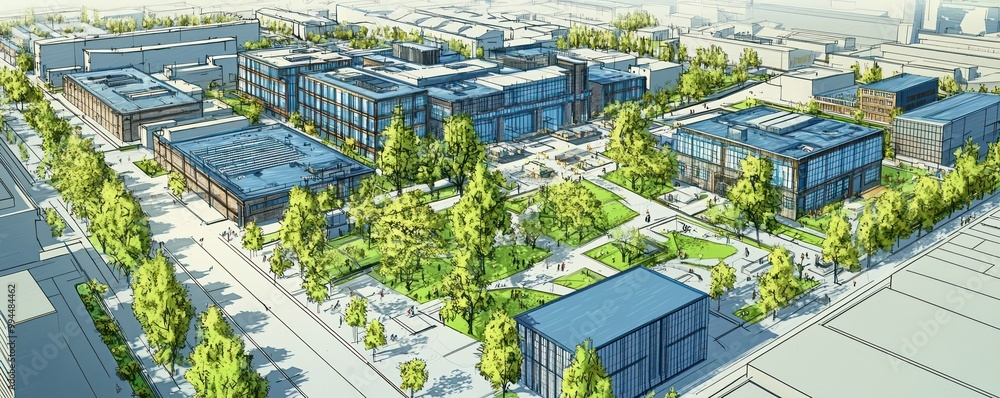Blueprint of an urban regeneration project transforming an old ...