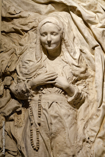 Statue of Apparition of the Virgin Mary, Our Lady of Lourdes or Notre Dame de Lourdes to Bernadette Soubirous.