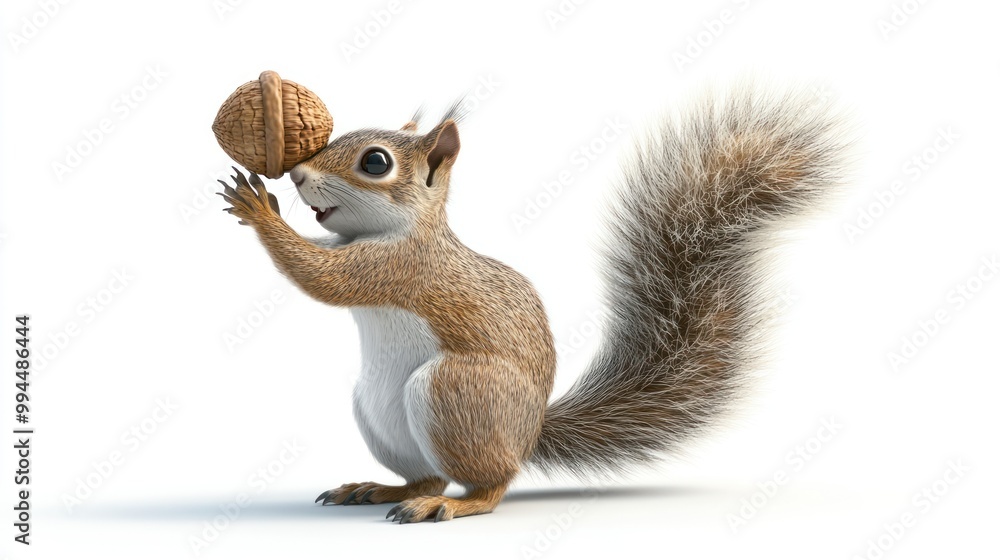 Obraz premium A Curious Squirrel Holding a Nut in Its Paws
