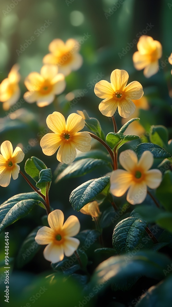 Fototapeta premium A Vibrant and Realistic Primrose Flower Captured in Full Bloom and Detail Image
