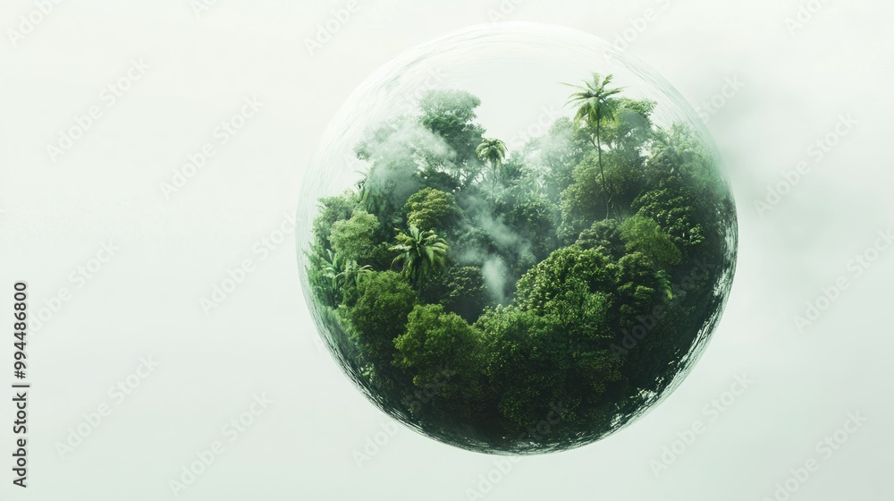 A Lush Tropical Rainforest Enclosed in a Glass Sphere A Lush Tropical Rainforest Enclosed in a Glass Sphere