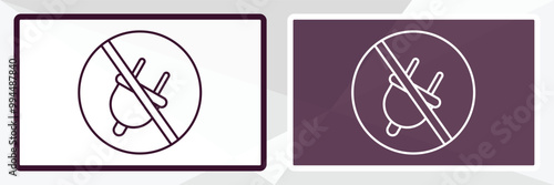 no plug outline icon. Linear vector from traffic signs concept. Thin line white and black no plug icon isolated on white and dark background