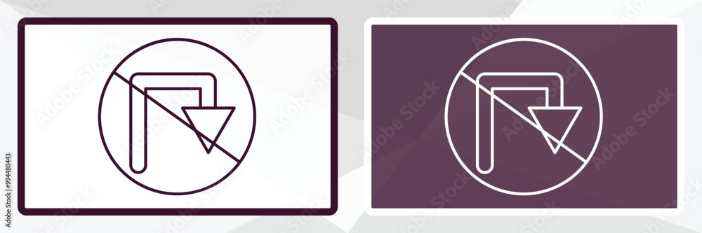 no turn outline icon. Linear vector from traffic signs concept. Thin line white and black no turn icon isolated on white and dark background no turn outline icon. Linear vector from traffic signs concept. Thin line white and black no turn icon isolated on white and dark background