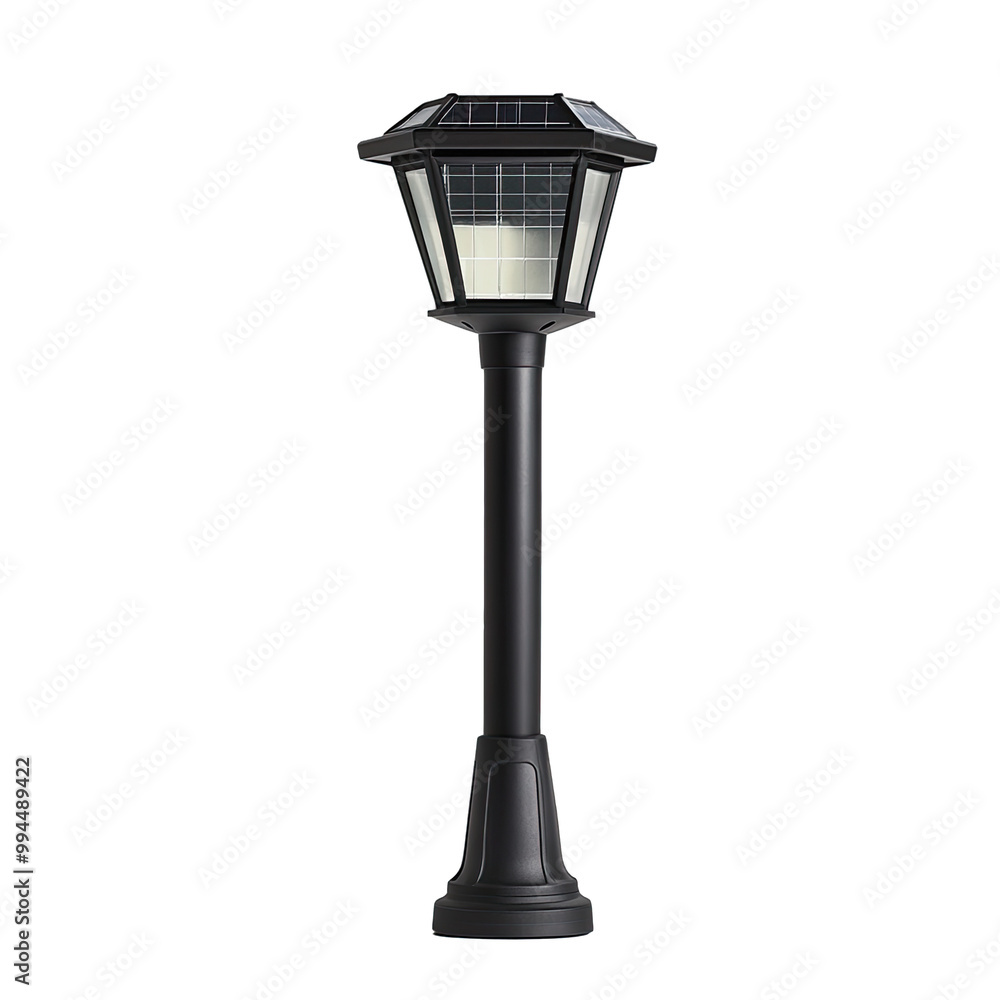 Solar Powered Lamp Isolated Solar. Powered Lamp With a Black Finish, Showcasing Solar Panel on Top, on . Green Tech.. Isolated on a Transparent Background. Cutout PNG. Solar Powered Lamp Isolated Solar. Powered Lamp With a Black Finish, Showcasing Solar Panel on Top, on . Green Tech.. Isolated on a Transparent Background. Cutout PNG.