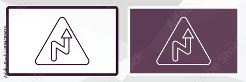 right reverse bend sign outline icon. Linear vector from traffic signs concept. Thin line white and black right reverse bend sign icon isolated on white and dark background