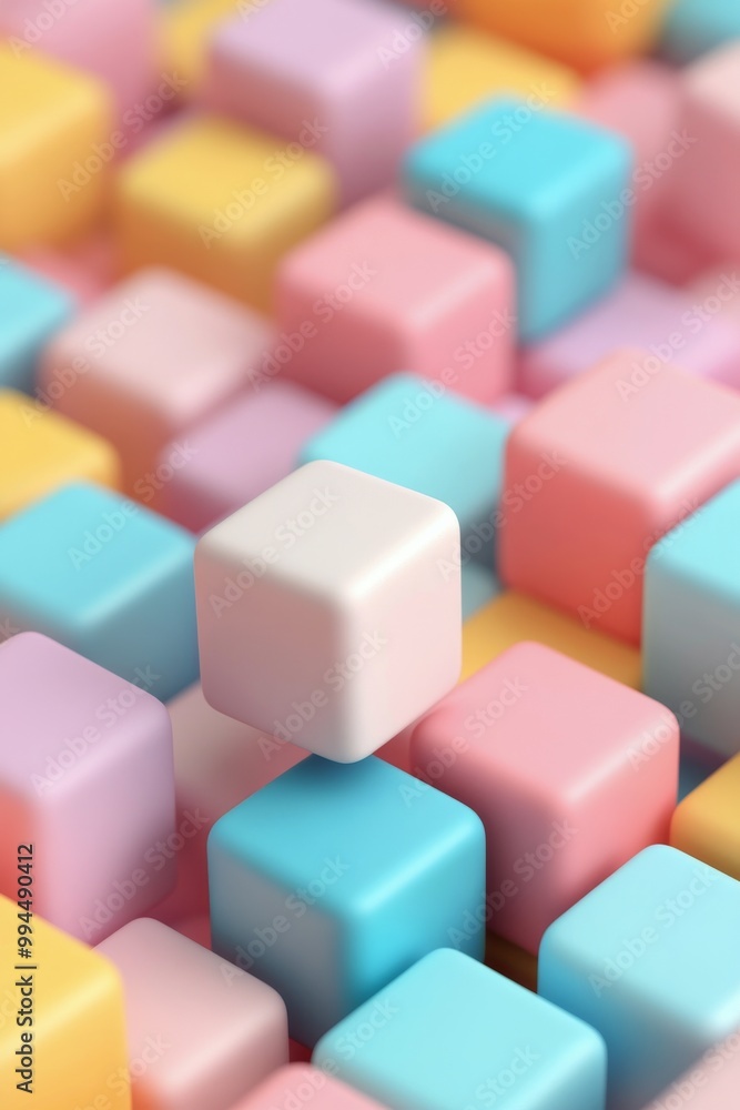 Colorful geometric shapes scattered on a vibrant blue background for creative design projects Colorful geometric shapes scattered on a vibrant blue background for creative design projects