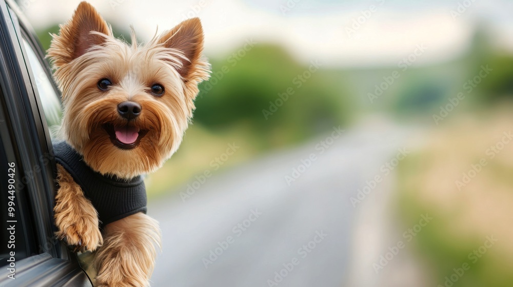 custom made wallpaper toronto digitalHappy small dog enjoys a car ride with its head out the window on a sunny day