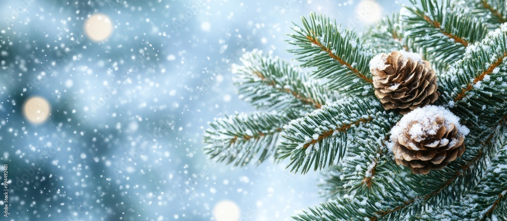 Snowy Pine Branch with Pinecones Snowy Pine Branch with Pinecones