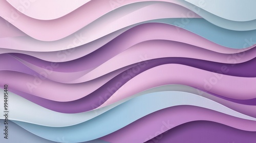 Soft wavy layers of purple and pink paper create a calming abstract design