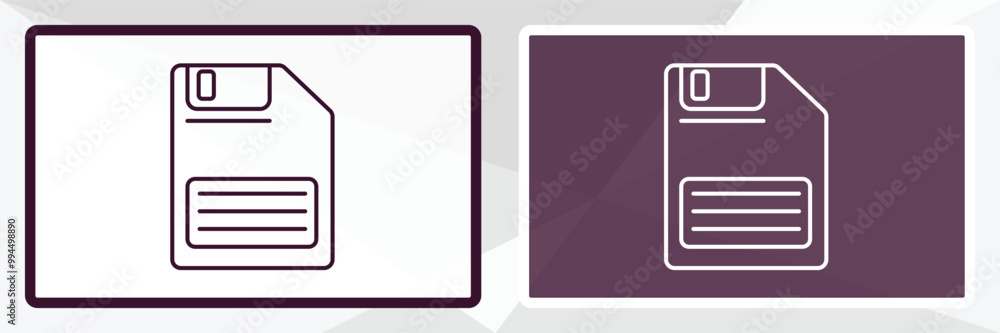 face down floppy disk outline icon. Linear vector from tools concept. Thin line white and black face down floppy disk icon isolated on white and dark background face down floppy disk outline icon. Linear vector from tools concept. Thin line white and black face down floppy disk icon isolated on white and dark background