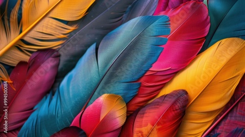 abstract background of colorful native american feathers , Native American heritage month