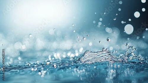 Raindrops creating ripples on water surface under soft glowing lights during ...