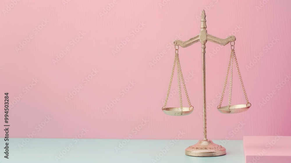 Scales of justice on table. Law concept, justice balance with copy space Scales of justice on table. Law concept, justice balance with copy space