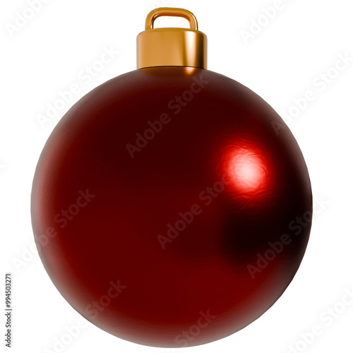 3d render red ball christmas decoration with transparent background