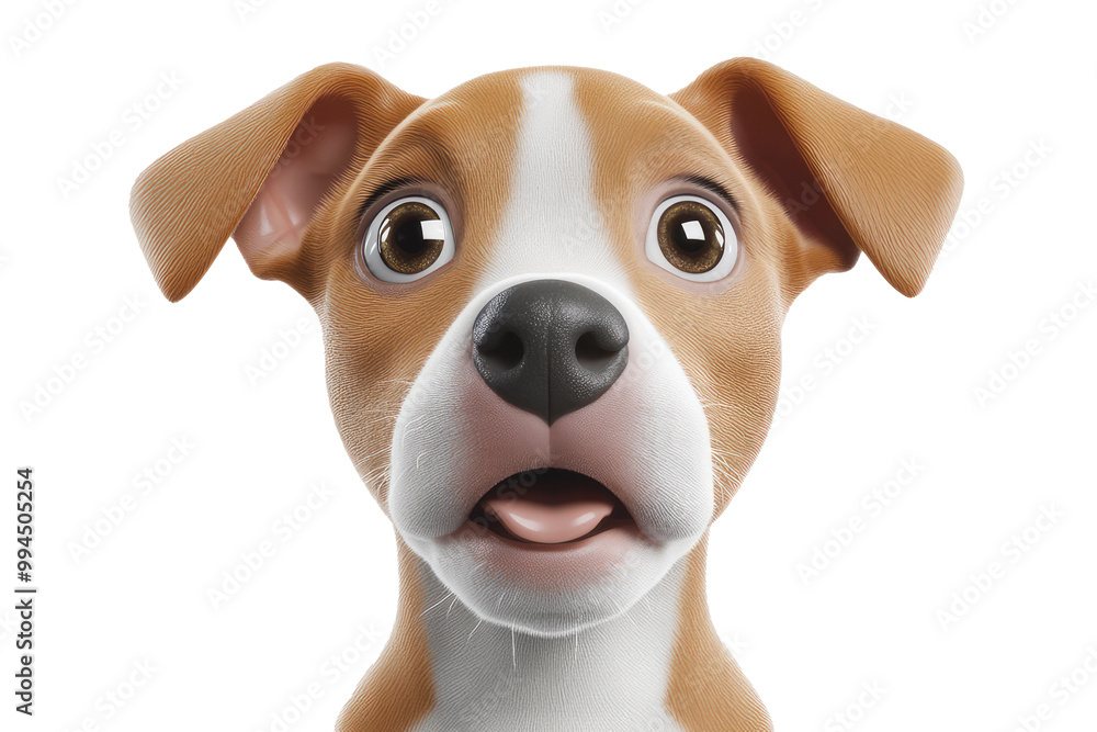 A detailed view of an animated dog featuring brown ears and a white face, exuding curiosity and friendliness. A heartwarming representation of loyalty and companionship. A detailed view of an animated dog featuring brown ears and a white face, exuding curiosity and friendliness. A heartwarming representation of loyalty and companionship.