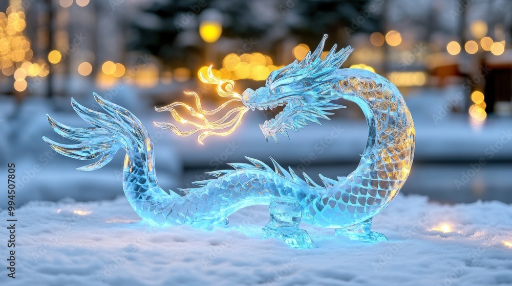 Crystal Dragon Sculpture with Fiery Breath Crystal Dragon Sculpture with Fiery Breath