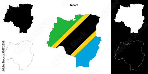 Tabora region outline map set