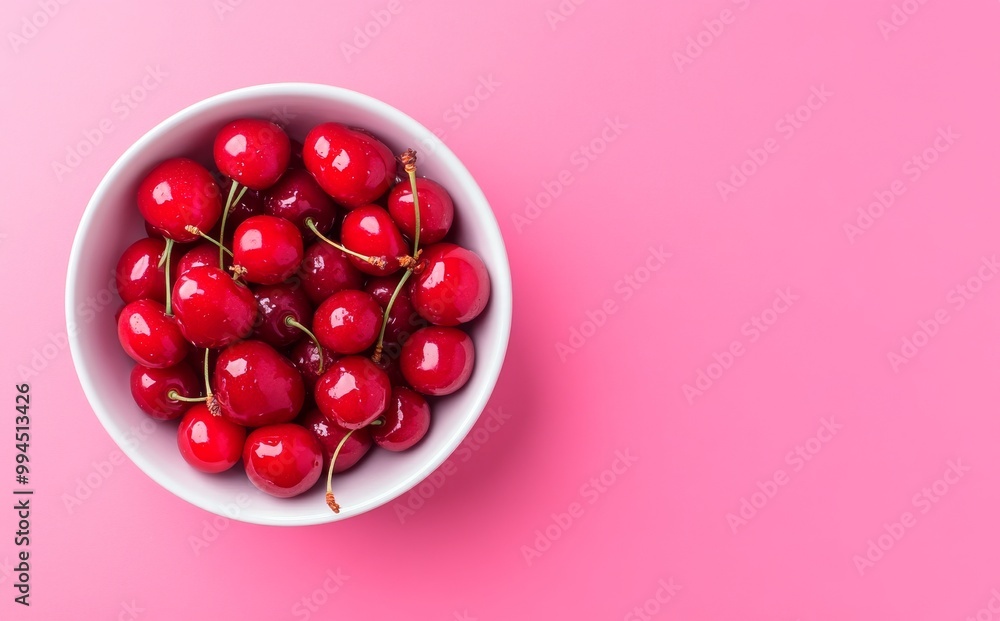 Cherry plates arranged in a circle contain beautiful fresh cherries Cherry plates arranged in a circle contain beautiful fresh cherries