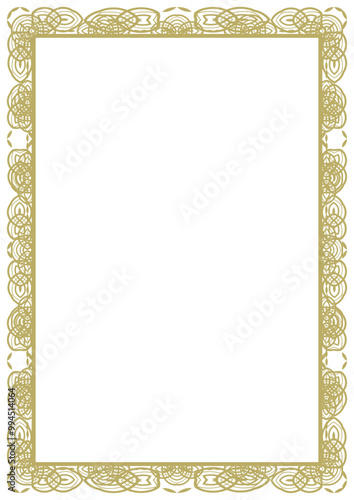 Vintage style frame in A4 format. Elegant golden ornament. Version 23. Vector illustration