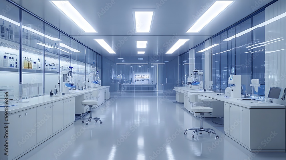 Empty laboratory with modern equipment and clean white interior. Concept of science, research, innovation, and technology. Empty laboratory with modern equipment and clean white interior. Concept of science, research, innovation, and technology.