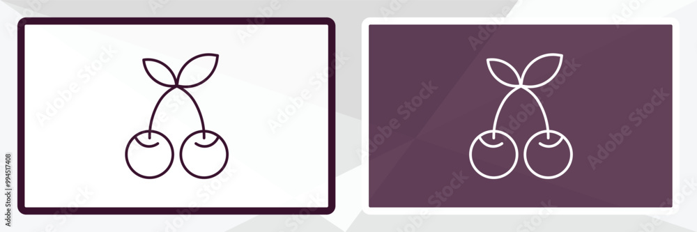 two cherries outline icon. Linear vector from restaurant concept. Thin line white and black two cherries icon isolated on white and dark background two cherries outline icon. Linear vector from restaurant concept. Thin line white and black two cherries icon isolated on white and dark background