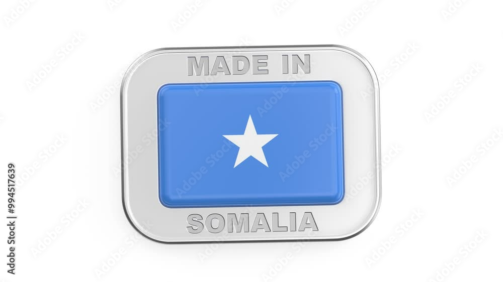 Made in Somalia, silver badge with the national flag of Somalia
Made in Somalia, silver badge with the national flag of Somalia