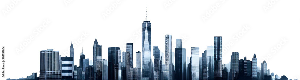 Obraz premium Isolated city skyline silhouette, urban construction architecture panorama, luxury metropolis with tall skyscrapers, modern cityscape building, downtown business district view