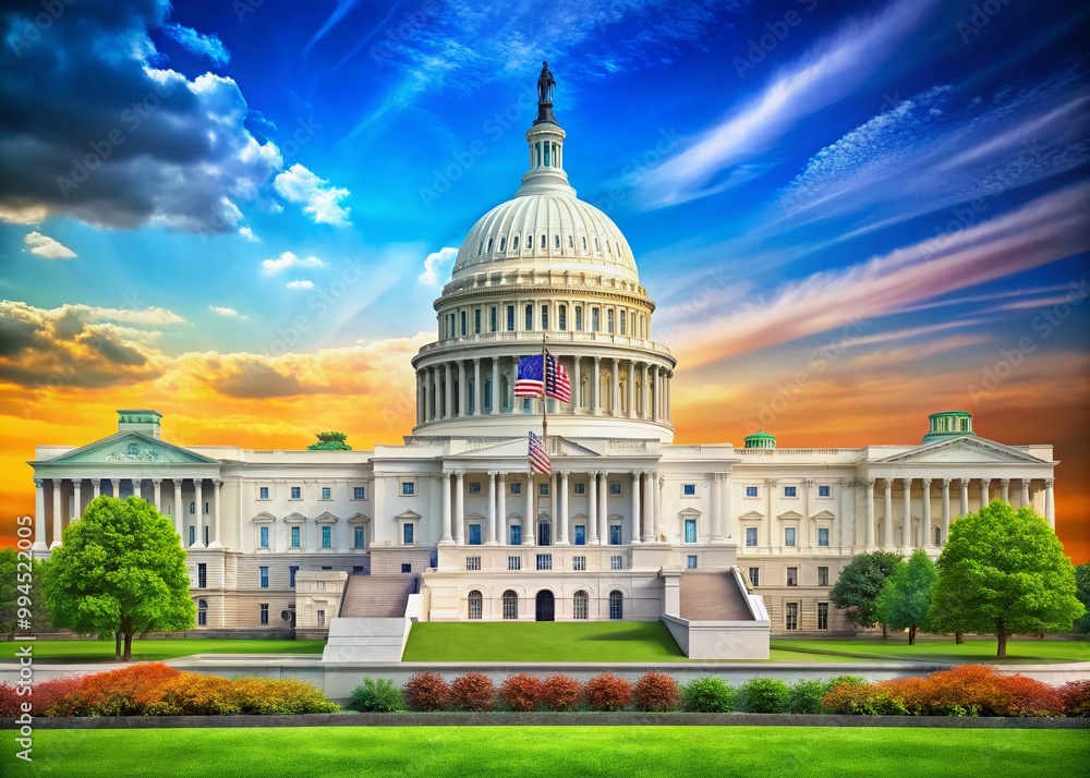 Obraz premium Three Branches of Federal Government Diagram Illustrating Legislative, Executive, and Judicial Roles