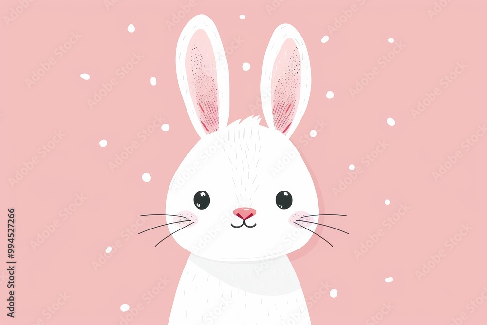 Cute cartoon bunny on pink background Cute cartoon bunny on pink background