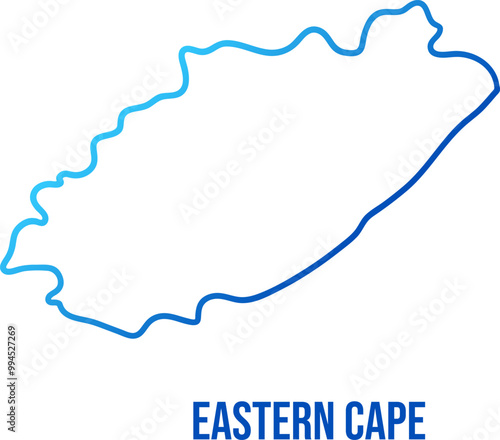 South African Eastern Cape province outline blue gradient map. Abstract simplified shape map