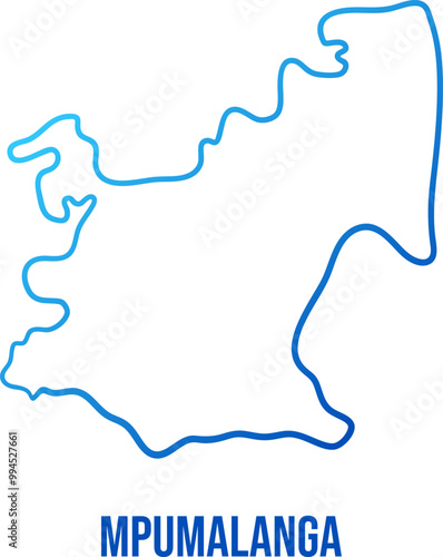 South African Mpumalanga province outline blue gradient map