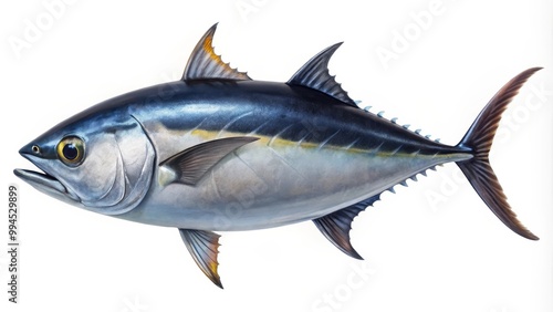 Big atlantic bluefin tuna is swimming in the ocean