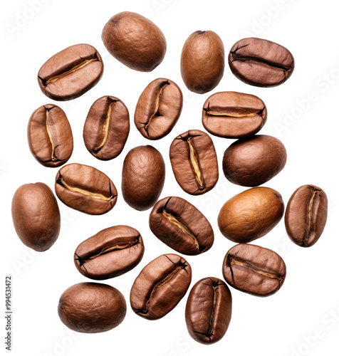 PNG Roasted coffee beans on white