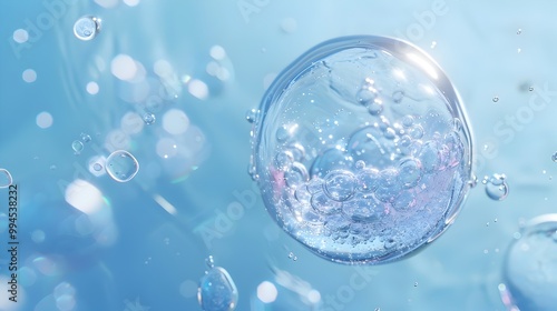 Wallpaper Mural Minimalist of Moisturizer Bubble Floating on Tranquil Water Surface Torontodigital.ca