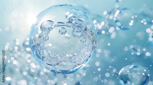 Wallpaper Mural Captivating Blue and White Hydro Bubble Showcase in Setting Torontodigital.ca