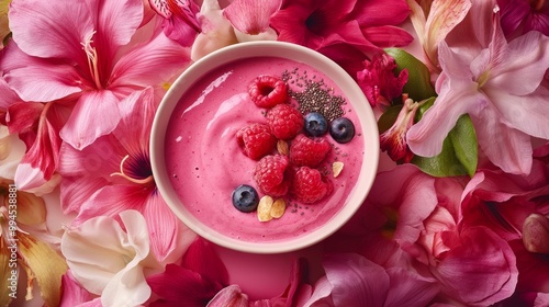 Smoothie Bowl containing adaptogenic ingredients and superfoods photo